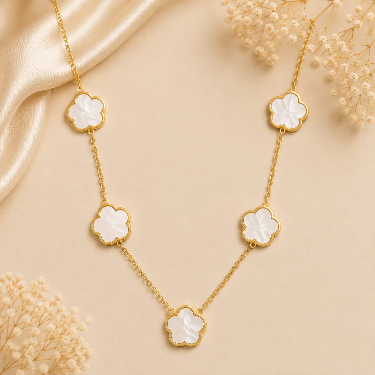 Pearl Blossom Necklace – 18K Gold Plated