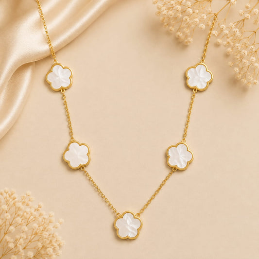 Pearl Blossom Necklace – 18K Gold Plated