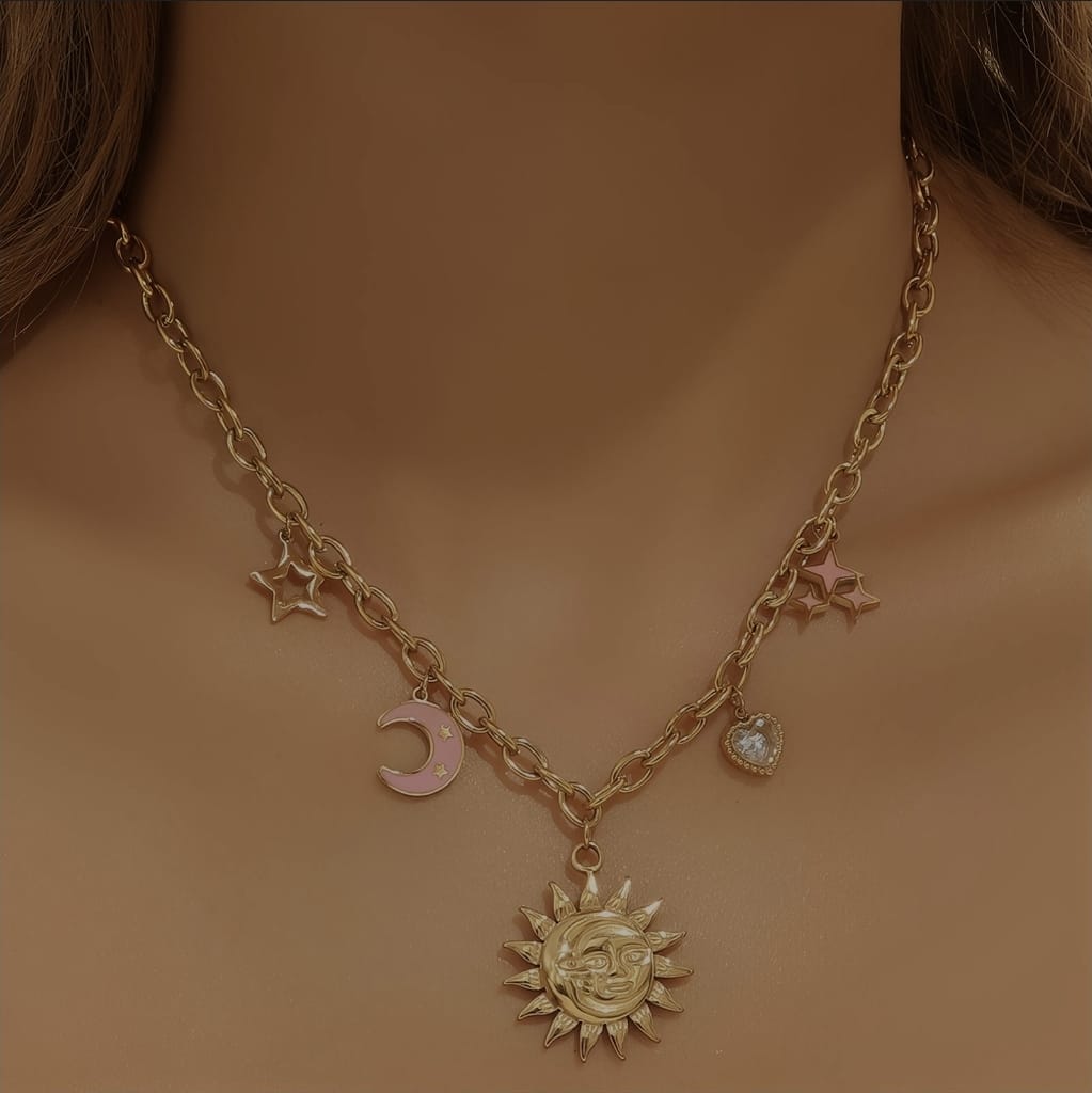 Celestial Sun & Moon Charm Necklace ✨
